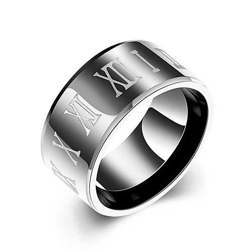 

Men's Ring Black Stainless Steel Titanium Steel Round Circular Daily Casual Jewelry