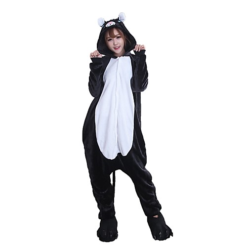 

Adults' Kigurumi Pajamas Cat Onesie Pajamas Flannel Fabric Black Cosplay For Men and Women Animal Sleepwear Cartoon Festival / Holiday Costumes