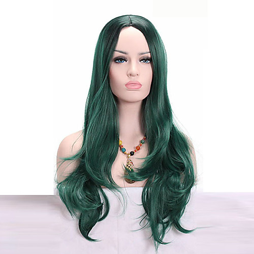 

Synthetic Wig Wavy Wavy Wig Medium Length Green Synthetic Hair African American Wig Green