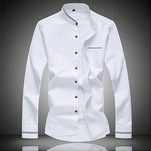 

Men's Shirt Solid Colored Long Sleeve Daily Tops White Blue Light gray