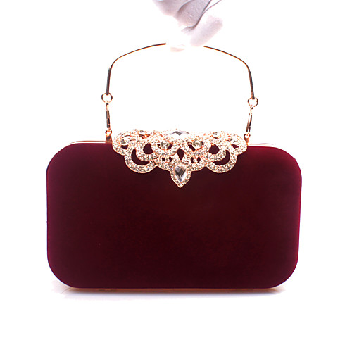 

Women's Bags Velvet Evening Bag Rhinestone Wedding Party Event / Party Evening Bag Wedding Bags Black Blue Purple Red