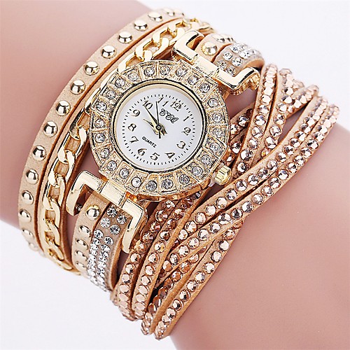 

Women's Bracelet Watch Analog Quartz Ladies Imitation Diamond / Quilted PU Leather / One Year