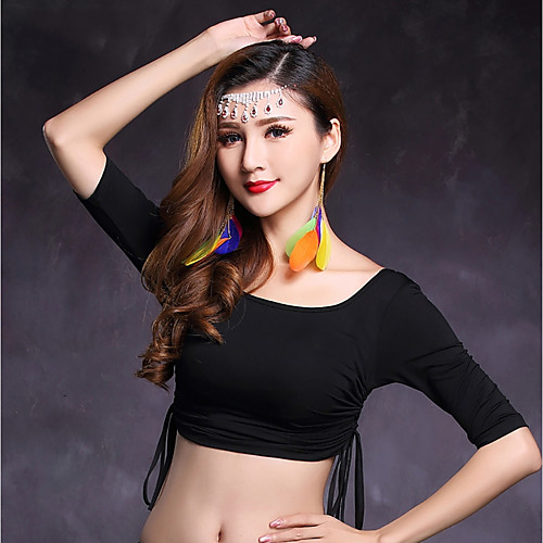 

Belly Dance Top Ruffles Women's Performance Half Sleeve Natural Modal