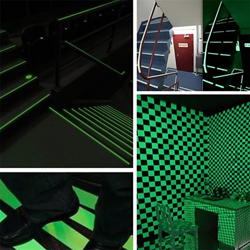 

Glow Luminous Tapes Warning Stripes Glow in The Dark Emergency Lines Vinyl Wall Sticker Fluorescent Strip Sticker