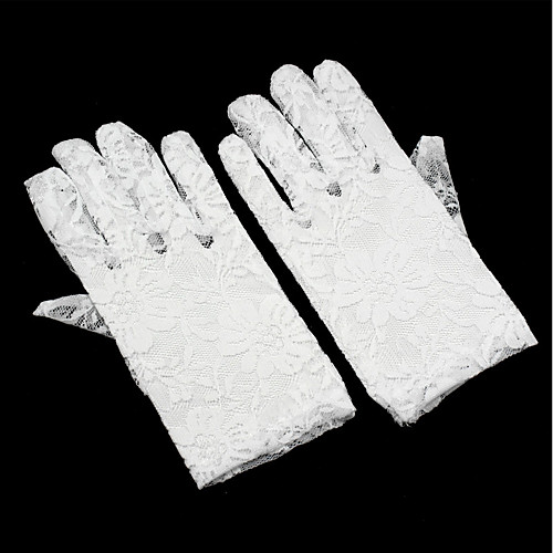 

Lace Wrist Length Glove Flower Girl Gloves With Pearl