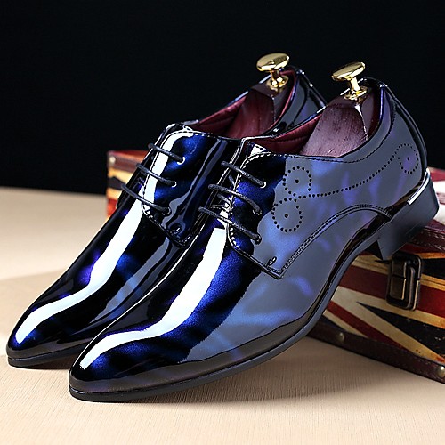 

Men's Dress Shoes Derby Shoes Fall / Winter Business / Classic / British Daily Party & Evening Office & Career Oxfords Patent Leather Breathable Wear Proof Burgundy / Royal Blue / Black / EU40