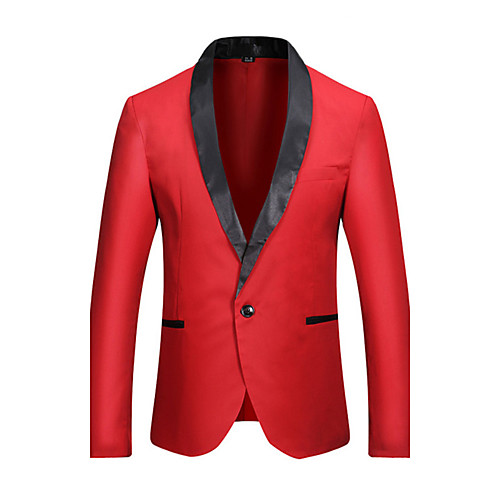 

White / Black / Red Solid Colored Slim Polyester Men's Suit - Peaked Lapel / Fall / Winter / Long Sleeve