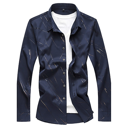 

Men's Plus Size Shirt Print Long Sleeve Daily Tops White Black Purple