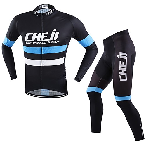 

cheji Men's Long Sleeve Cycling Jersey with Tights Winter Bike Clothing Suit Quick Dry Sports Horizontal Stripes Mountain Bike MTB Road Bike Cycling Clothing Apparel