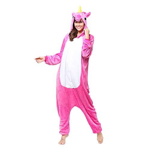 

Adults' Kigurumi Pajamas Unicorn Pony Onesie Pajamas Flannel Toison Fuschia Cosplay For Men and Women Animal Sleepwear Cartoon Festival / Holiday Costumes