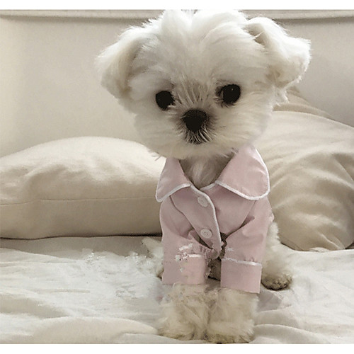 

Dog Pajamas Puppy Clothes British Casual / Daily Winter Dog Clothes Puppy Clothes Dog Outfits White Black Pink Costume for Girl and Boy Dog Silk S M L XL XXL