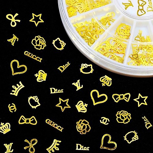 

new 3d gold metal nail art sticker design tiny slice diy nail accessories
