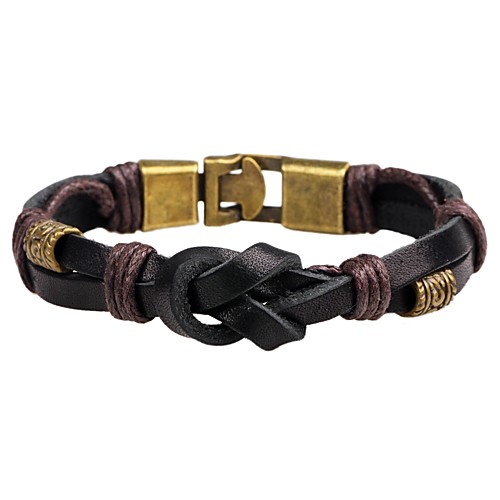 

Men's Women's Leather Bracelet Knot Punk Fashion Leather Bracelet Jewelry Black / Brown For Daily Casual
