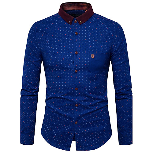 

Men's Shirt Polka Dot Long Sleeve Daily Tops Active Blue