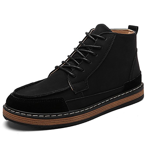 

Men's Boots Fashion Boots Casual PU Mid-Calf Boots Black Yellow Gray Fall Spring / Lace-up