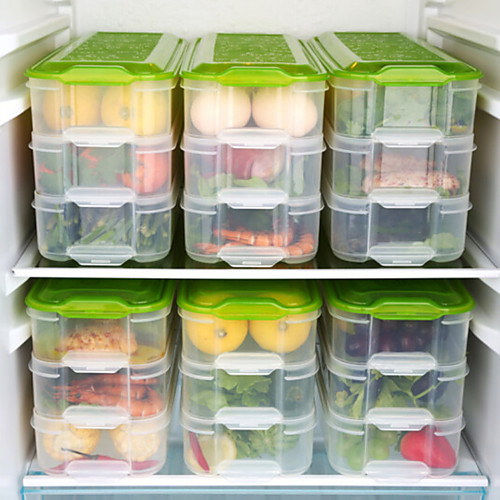 

3 layer crisper kitchen storage box refrigerator frozen food storage box household storage container lid egg box