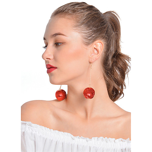 

Women's Drop Earrings Hoop Earrings Ball Bling Bling Earrings Jewelry Red / Green / Blue For Party Daily