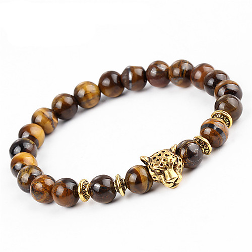 

Men's Women's Onyx Hawks Eye Stone Bead Bracelet Bracelet Chakra Natural equilibrio Stone Bracelet Jewelry Brown For Party Gift