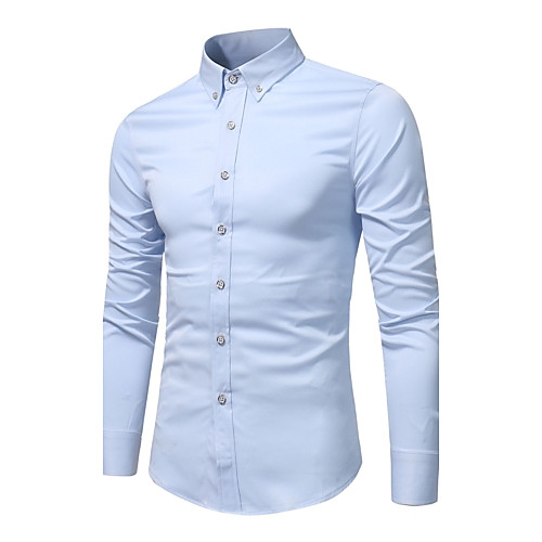 

Men's Shirt Solid Colored Long Sleeve Daily Tops Cotton White Black Light Blue