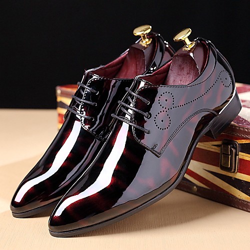 mens burgundy patent leather shoes