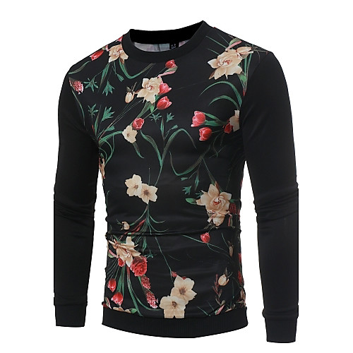 

Men's Sweatshirt Print Round Neck Daily Weekend Hoodies Sweatshirts Long Sleeve Black / Fall / Winter