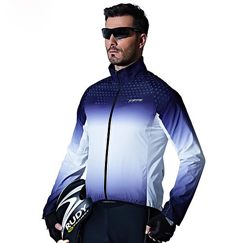 

SANTIC Men's Cycling Jacket Bike Top Windproof Sports Blue Mountain Bike MTB Road Bike Cycling Clothing Apparel Advanced Relaxed Fit Bike Wear