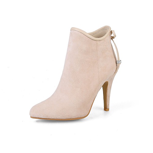 

Women's Boots Stiletto Heel Pointed Toe Zipper / Lace-up Nubuck leather Booties / Ankle Boots Fashion Boots Spring / Fall Gray / Pink / Almond / Party & Evening / EU37