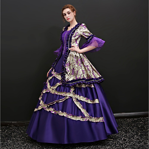 

Marie Antoinette Dress Cosplay Costume Masquerade Ball Gown Adults' Women's Victorian Medieval Renaissance 18th Century Vacation Dress Christmas Halloween Carnival Festival / Holiday Satin Purple