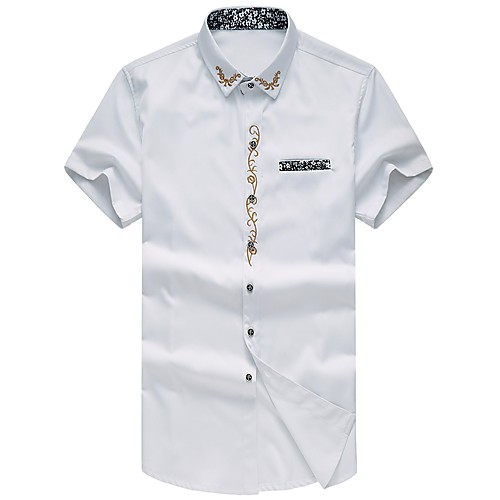 

Men's Shirt Embroidery Solid Colored Plus Size Embroidered Short Sleeve Daily Tops White Black Wine