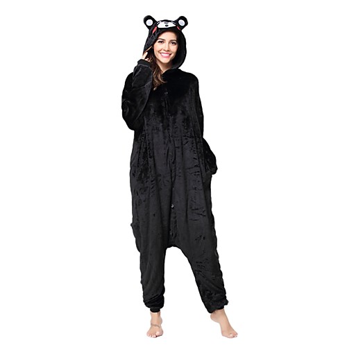 

Adults' Kigurumi Pajamas Bear Onesie Pajamas Flannel Toison Black Cosplay For Men and Women Animal Sleepwear Cartoon Festival / Holiday Costumes