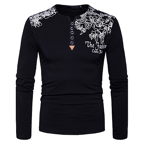 

Men's T shirt Solid Colored Print Long Sleeve Daily Tops Cotton Streetwear White Black Light gray