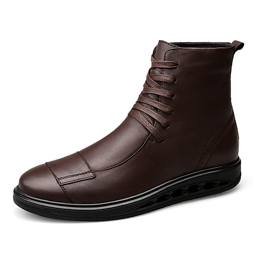 

Men's Boots Fashion Boots Business Casual Outdoor Leather Mid-Calf Boots Dark Brown Black Fall Winter / Lace-up
