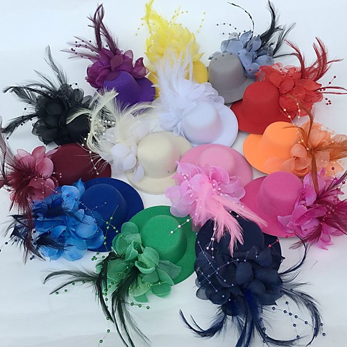 

Tulle / Feather Fascinators / Flowers / Hats with Floral 1pc Wedding / Special Occasion / Party / Evening Headpiece