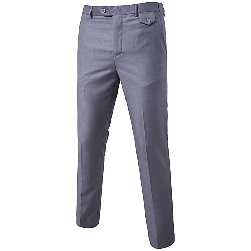 

Men's Work Dress Pants Business Pants - Solid Colored Formal Style Spring Fall Wine Black Purple S / M / L