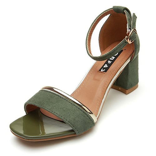 

Women's Sandals Block Heel Sandals Block Heel Open Toe Buckle PU(Polyurethane) Light Soles Spring / Fall Black / Army Green / Khaki