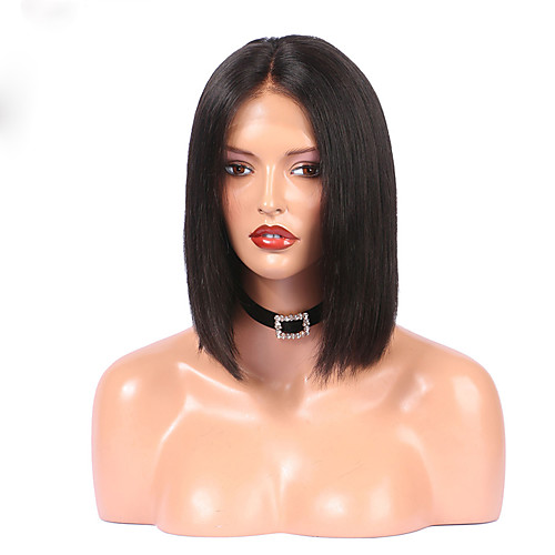 

Human Hair Glueless Lace Front Lace Front Wig Bob Kardashian style Indian Hair Straight Wig 130% Density with Baby Hair Natural Hairline For Black Women Women's Short Human Hair Lace Wig