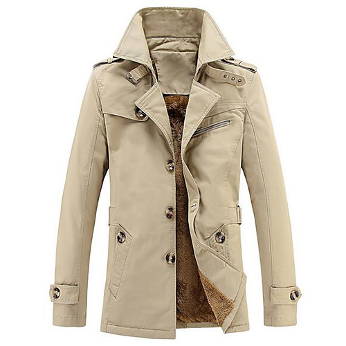 

Men's Trench Coat Solid Colored Military Fall Peaked Lapel Trench Coat Regular Daily Long Sleeve Others Coat Tops Black
