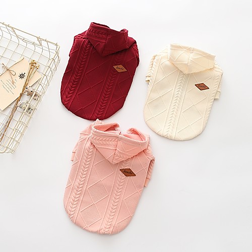 

Dog Sweater Hoodie Puppy Clothes Solid Colored Casual / Daily Winter Dog Clothes Puppy Clothes Dog Outfits Red Pink Beige Costume for Girl and Boy Dog Woolen S M L XL XXL