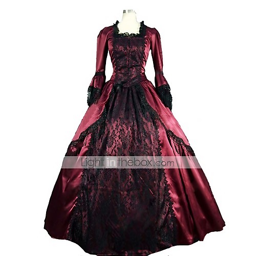

Rococo Victorian 18th Century Dress Party Costume Women's Girls' Lace Satin Costume Purple / Red / Green Vintage Cosplay Party Masquerade Prom Sleeveless Floor Length Knee Length Ball Gown Plus Size