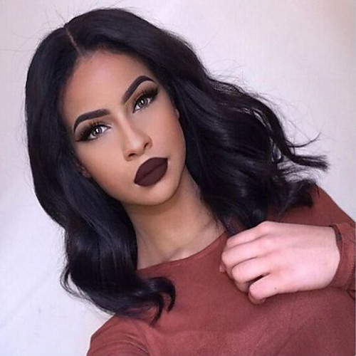 

Human Hair Glueless Full Lace Full Lace Lace Front Wig Bob Layered Haircut Middle Part style Brazilian Hair Body Wave Wig 130% Density with Baby Hair Natural Hairline African American Wig 100% Virgin
