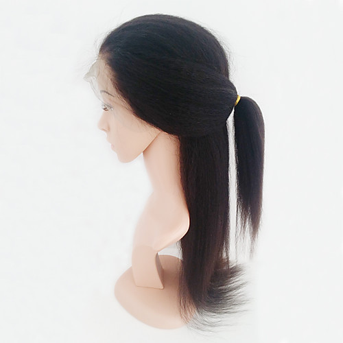 

Human Hair Full Lace Wig style Brazilian Hair kinky Straight Wig 130% Density with Baby Hair African American Wig 100% Hand Tied Women's Medium Length Human Hair Lace Wig