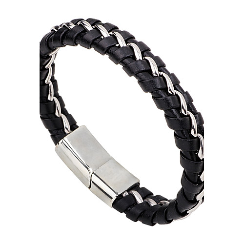 

Men's Women's Leather Bracelet woven Magnetic Simple Style Fashion Leather Bracelet Jewelry Black For Casual Going out