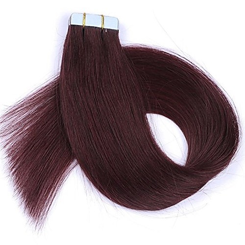 

Tape In Human Hair Extensions Straight Human Hair Human Hair Extensions Women's Dark Wine