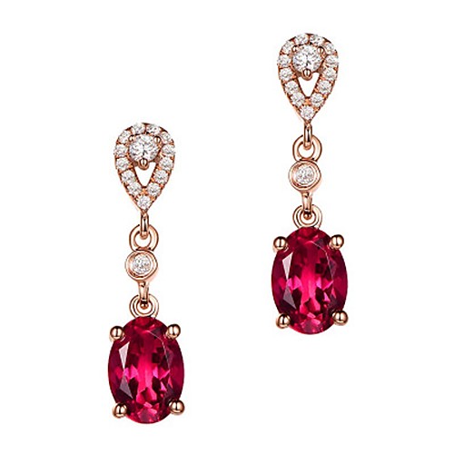 

Women's AAA Cubic Zirconia Synthetic Ruby Stud Earrings Drop Ladies Luxury Fashion Stainless Steel Cubic Zirconia 18K Gold Earrings Jewelry Red For Gift Going out