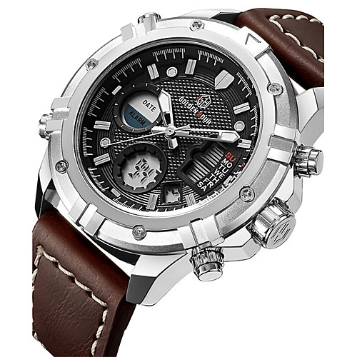 

Men's Sport Watch Military Watch Digital Watch Japanese Quartz Leather Genuine Leather Black / Brown 30 m Water Resistant / Waterproof Calendar / date / day Chronograph Analog Luxury Casual Bangle