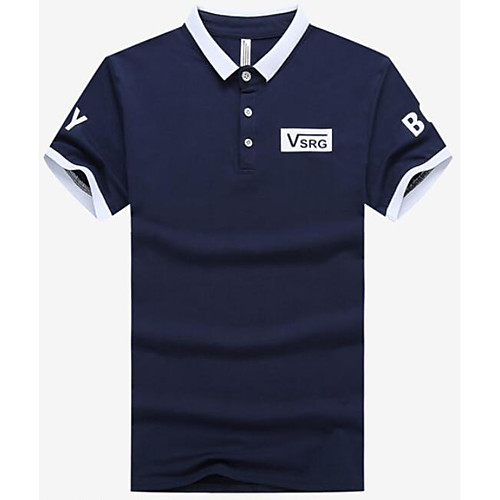 

Men's Polo Solid Colored Color Block Short Sleeve Going out Tops White Black Navy Blue