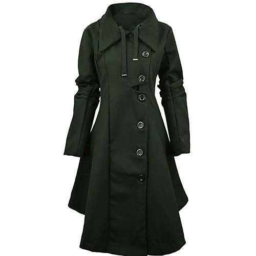 

Women's Coat Solid Colored Peplum Vintage Fall Peaked Lapel Coat Maxi Going out Long Sleeve Cotton Coat Tops Black