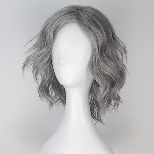 

Synthetic Wig Cosplay Wig Loose Wave Loose Wave Monofilament L Part Wig Short Grey Synthetic Hair Men's Gray miss u hair