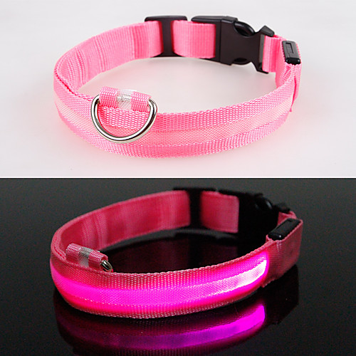 

Dog Collar Light Up Collar Portable Stripes Nylon Small Dog Yellow Red Blue Pink
