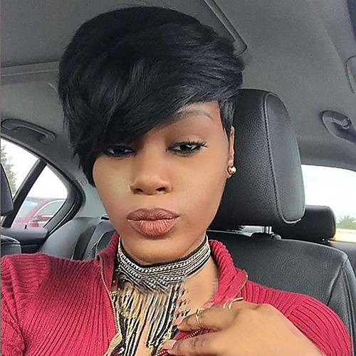 

Synthetic Wig Straight Straight With Bangs Wig Short Jet Black Synthetic Hair 8 inch Women's African American Wig With Bangs Black